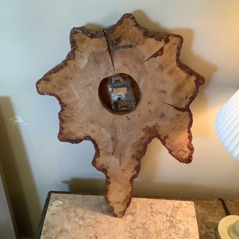 Vintage Wood Slab Live Edge Handcrafted Wooden Clock